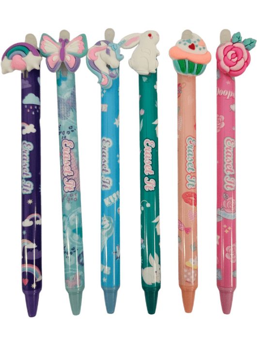 Radírozható zseléstoll, nyomógombos,0,5mm,  lányos (HZ-1766)