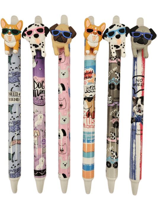 Radírozható zseléstoll, nyomógombos, 0,5mm, kutyás (HZ-2905)