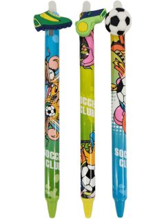   Radírozható zseléstoll, nyomógombos, 0,5mm, focis (HZ-1781)