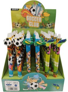   Radírozható zseléstoll, nyomógombos, 0,5mm, focis (HZ-1781)