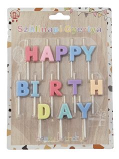 Születésnapi gyertya, Happy Birthday felirat, színes