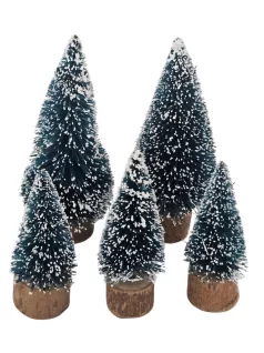   Fenyőfák, karácsonyfák dekorációnak, 5 db/csomag, mini, 3 db 5cm és 2 db 7,5cm magas