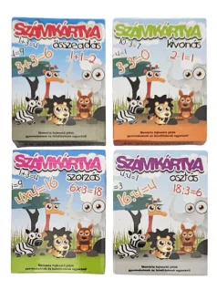   Számkártya, oktató kártya, 4 féle (összeadás, kivonás, szorzás, osztás)