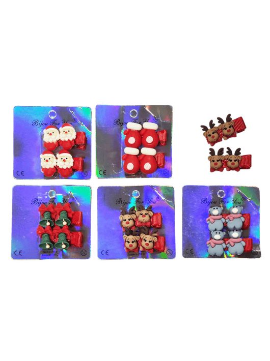 Karácsonyi hajcsat, 2 db/szett, többféle