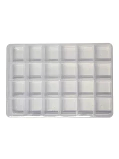   Tároló, rendszerező doboz, 18,5x12,5x2cm, 24 rekeszes, műanyag, üres