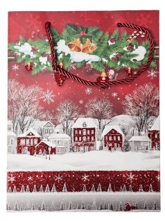   Karácsonyi ajándéktáska 24x18x8,5cm, közepes, 4 féle változat