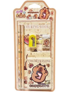 Kapibara írószer, suli szett, 6 db-os, 11x23cm