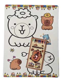 Kapibara színező, zsírkrétákkal, 16x21cm