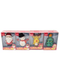   Karácsonyi radírok, nagy (8cm magas), szétszedhető, többféle változat (télapó, hóember, rénszarvas, karácsonyfa)