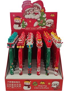   Karácsonyi zseléstoll, nyomógombos, 0,5mm, 6 féle figurával (AE011)