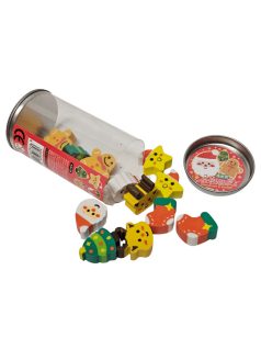 Karácsonyi mini radír szett, 12 db radír hengerben