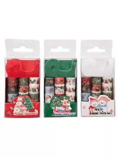   Karácsonyi mini mintás ragasztószalag, 9 db/csomag + mini tépő, többféle változat (5x8,5cm)