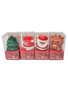   Karácsonyi hegyező, 1 lyukú, 3x3,5 cm, 4 féle (karácsonyfa, mikulás sapka, télapó, rénszarvas)