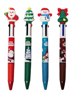 Karácsonyi golyóstoll, 4 színű, 4 féle figurával
