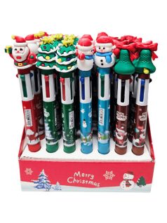 Karácsonyi golyóstoll, 4 színű, 4 féle figurával