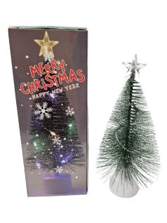   Karácsonyfa dekoráció, mini műfenyő világítással, 15 cm magas