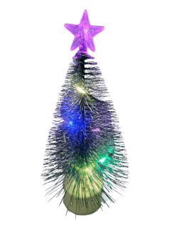   Karácsonyfa dekoráció, mini műfenyő világítással, 15 cm magas