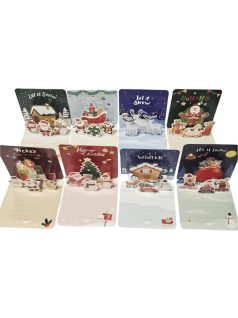 Ajándékkísérő kártya borítékkal, 3D, 10x10cm, többféle változat