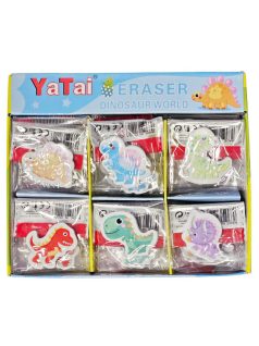 Radír dinoszauruszok, kb. 3x4 cm, 6 féle változat