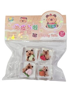   Kapibara stresszlabda, 4 db zselés kocka/csomag, squishy toy