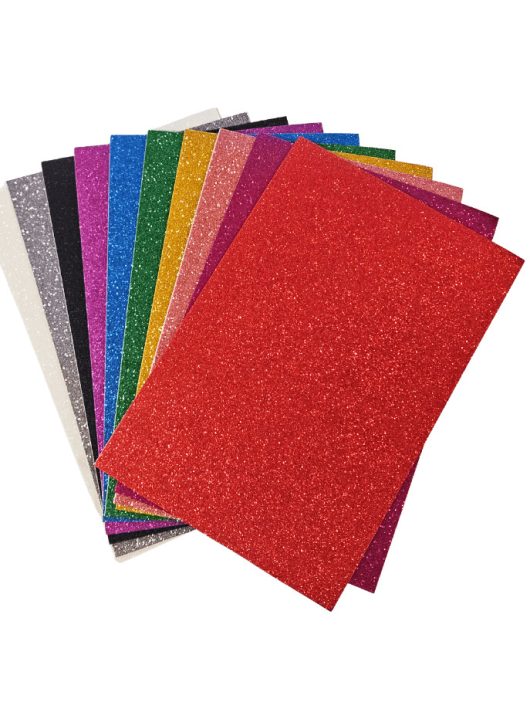 Dekorgumi csomag, öntapadós, csillogó, A/4, 10lap/csomag