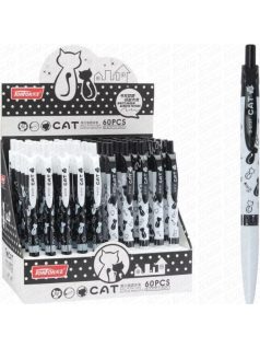 Golyóstoll, 0,5mm, B-5737, cicás, fehér-fekete