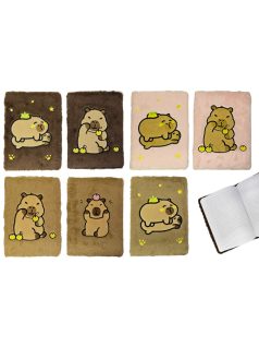   Kapibara napló, plüss borítóval, A/5, vonalas, többféle változat