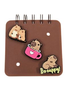   Kapibara spirál notesz figura díszekkel, 8x8,5cm, többféle változat