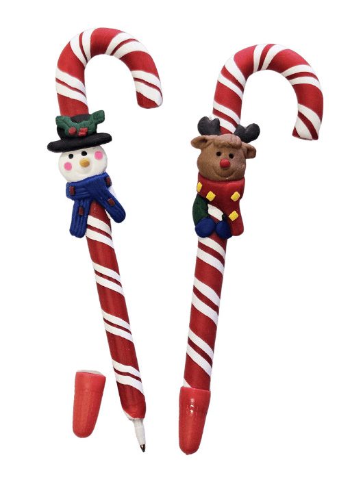 Karácsonyi golyóstoll, cukorka formájú, 2 féle