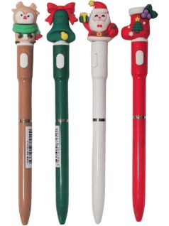   Karácsonyi golyóstoll, világító, 0,7mm, 4 féle figurával, M-7024