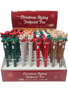   Karácsonyi golyóstoll, világító, 0,7mm, 4 féle figurával, M-7024