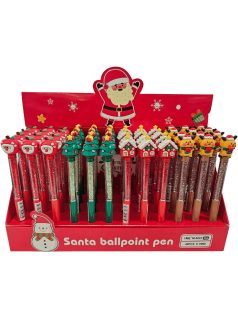   Karácsonyi golyóstoll, kristályos tolltest, 0,7mm, 4 féle figurával (M-9067)