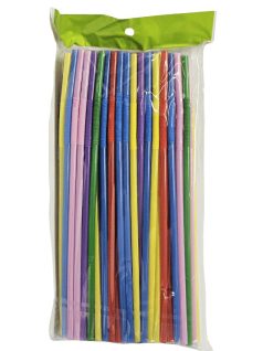Szívószál, 100 db/csomag, műanyag, színes, hajlítható