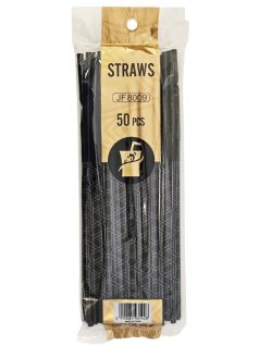 Szívószál, 50 db/csomag, műanyag,fekete, hajlítható