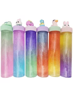   Slime műanyag hengerben, állatfigurával, többféle változat