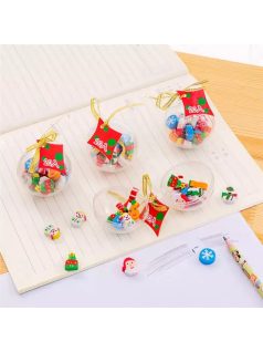   Karácsonyi mini radír szett, kb. 20 db radír egy gömb formában