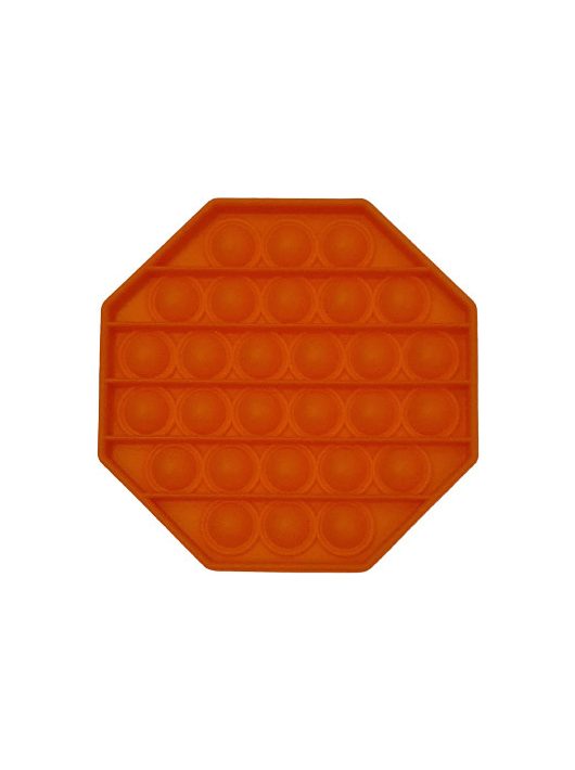 Pop it játék, 12x12cm, nyolcszög alakú, sötét narancs