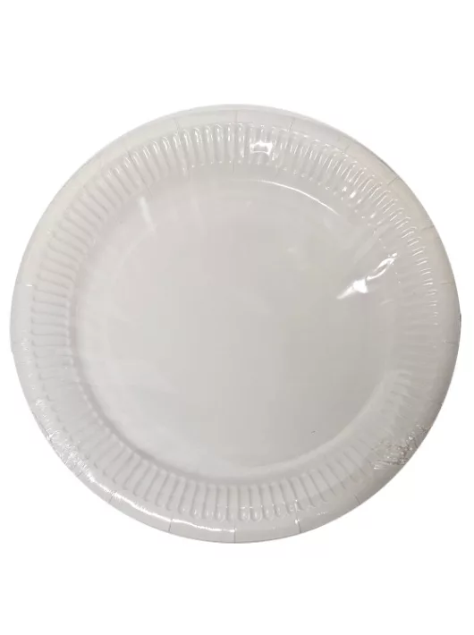 Papír tányér, fehér, 23cm-es, 20 db/csomag