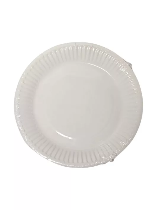 Papír tányér, fehér, 18cm-es, 20 db/csomag