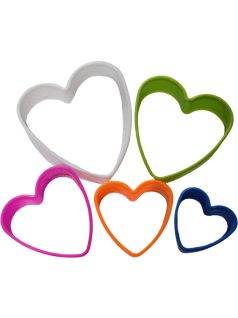   Szivecskés süteménykiszúró szett (5-9,5cm), műanyag, 5 db/csomag