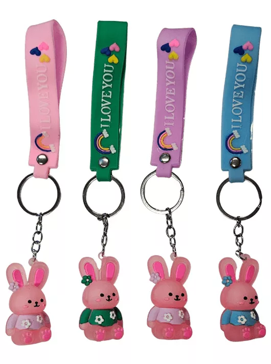 Nyuszis kulcstartó, műanyag, 5cm magas, többféle