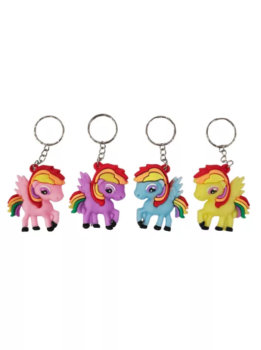 Pónis kulcstartó, 4x5cm, többféle