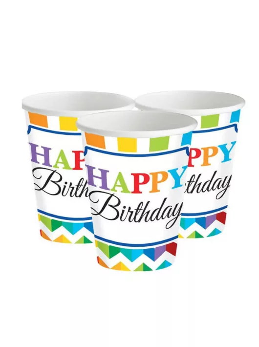 Boldog születésnapot papír pohár, 250ml, 20 db/csomag, Happy Birthday
