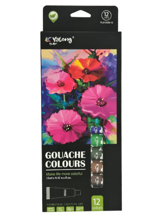 Goucha festék készlet, 12 db-os, 12x12ml, Yalong YL212226