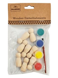   Fabábuk társasjátékhoz, festhető, dekorálható, 8 db/cs, 35mm magas, 4 színű festékkel