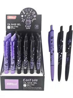 Zseléstoll, 0,7mm, lila-fekete, OG-7763 Easy life, 3 féle