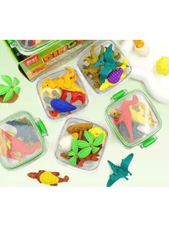 Radír dinoszauruszok, dobozos (6x6x3cm), Dinosaurs, 4 féle