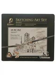   Giorgione rajzkészlet, vázlatkészítő (sketching), 19 db-os, 19x21cm-es fém dobozban