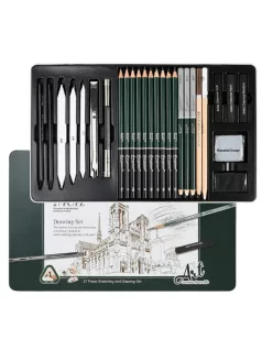   Giorgione rajzkészlet, vázlatkészítő (sketching), 27 db-os, 19x30cm-es fém dobozban