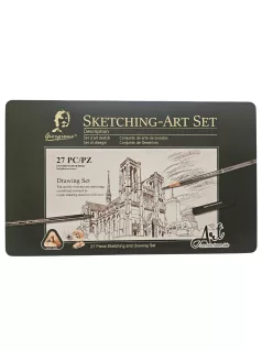   Giorgione rajzkészlet, vázlatkészítő (sketching), 27 db-os, 19x30cm-es fém dobozban